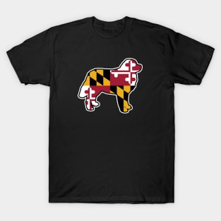 Bernese Mountain Dog Silhouette with Maryland Flag T-Shirt